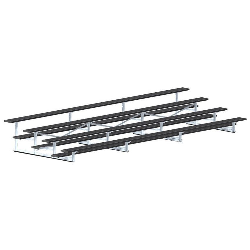 Jaypro Sports Bleacher - 4 Row - Single Foot Plank, Aluminum & Steel Bleachers, Powder Coated - 21' L (BLCH - 421PC) - SchoolOutlet