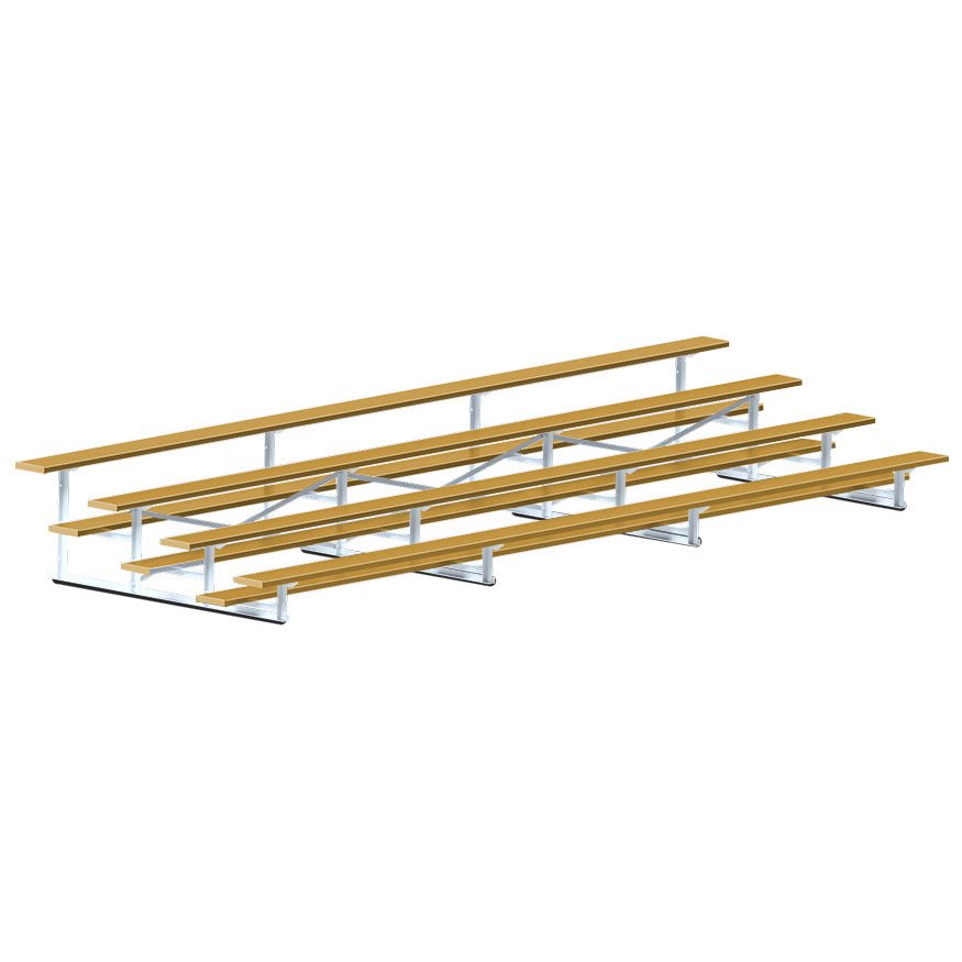Jaypro Sports Bleacher - 4 Row - Single Foot Plank, Aluminum & Steel Bleachers, Powder Coated - 21' L (BLCH - 421PC) - SchoolOutlet
