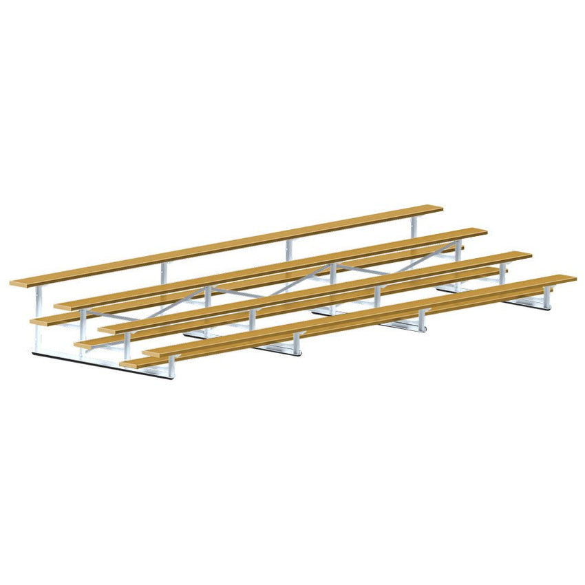 Jaypro Sports Bleacher - 4 Row - Single Foot Plank, Aluminum & Steel Bleachers, Powder Coated - 21' L (BLCH - 421PC) - SchoolOutlet