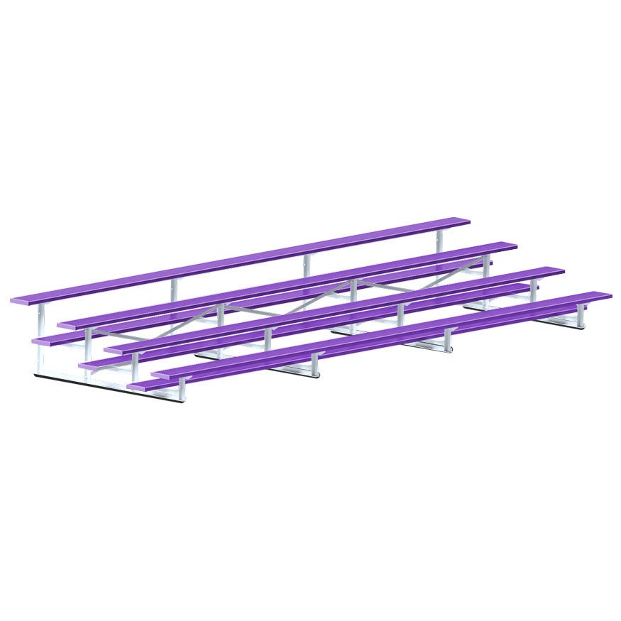 Jaypro Sports Bleacher - 4 Row - Single Foot Plank, Aluminum & Steel Bleachers, Powder Coated - 21' L (BLCH - 421PC) - SchoolOutlet
