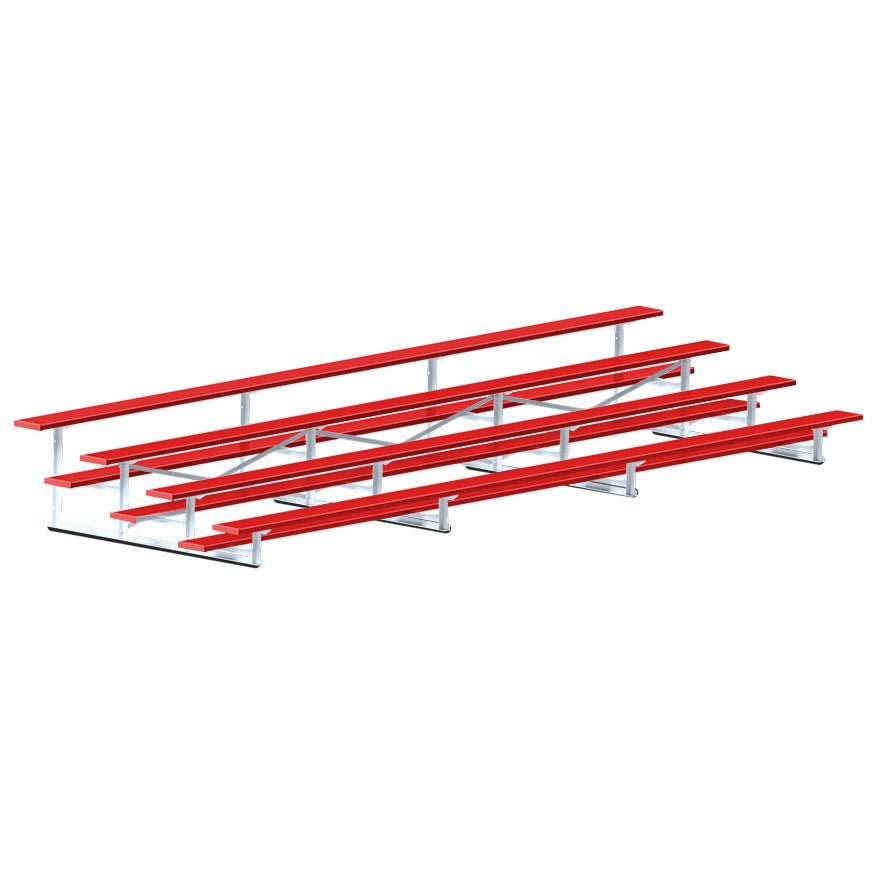 Jaypro Sports Bleacher - 4 Row - Single Foot Plank, Aluminum & Steel Bleachers, Powder Coated - 21' L (BLCH - 421PC) - SchoolOutlet