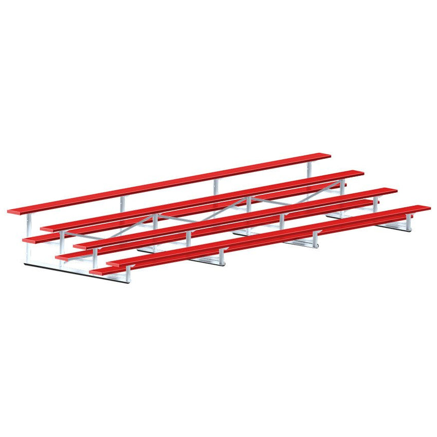 Jaypro Sports Bleacher - 4 Row - Single Foot Plank, Aluminum & Steel Bleachers, Powder Coated - 21' L (BLCH - 421PC) - SchoolOutlet