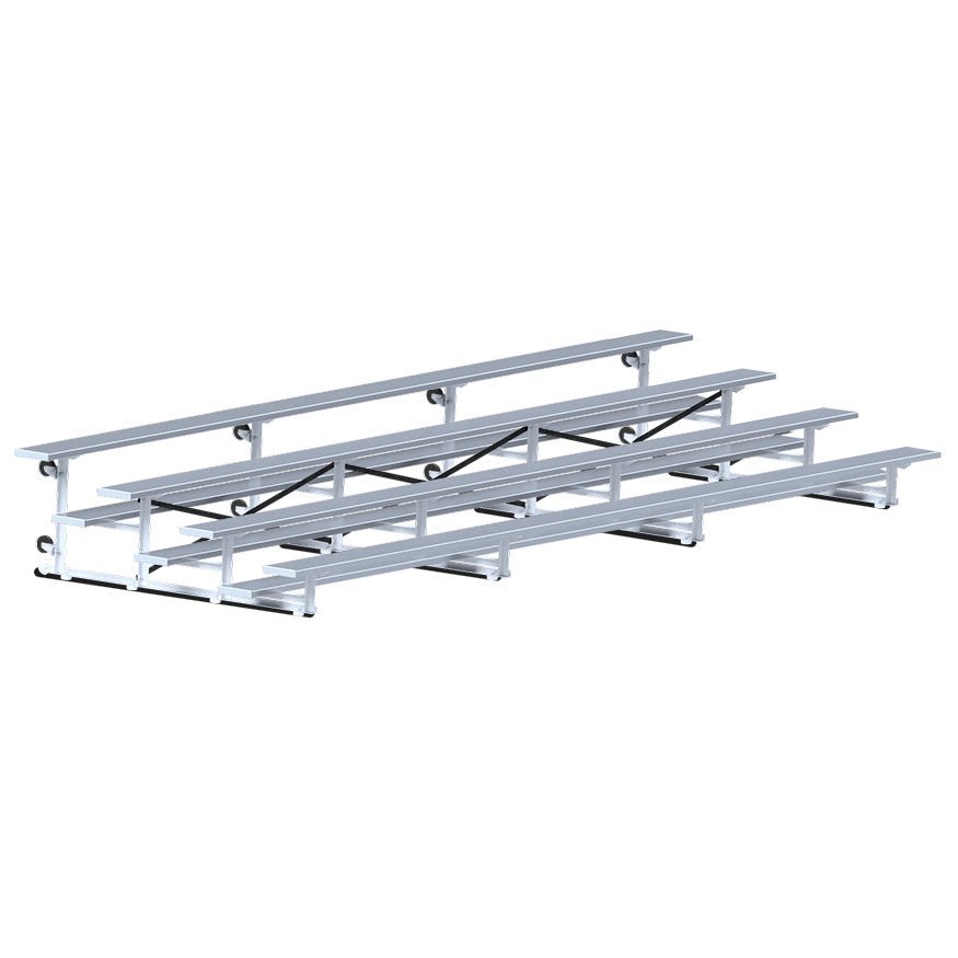 Jaypro Sports Bleacher - 4 Row - Tip & Roll, Single Foot Plank - 21' L (BLCH - 421TRG) - SchoolOutlet