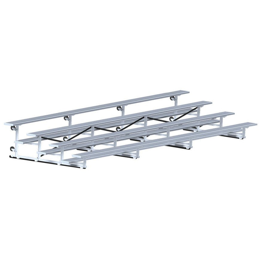 Jaypro Sports Bleacher - 4 Row - Tip & Roll, Single Foot Plank - 21' L (BLCH - 421TRG) - SchoolOutlet