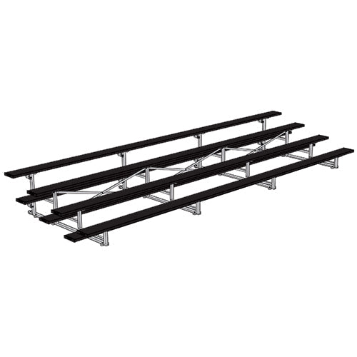 Jaypro Sports Bleacher - 4 Row - Tip & Roll, Single Foot Plank, Powder Coated - 21' L (BLCH - 421TRGPC) - SchoolOutlet