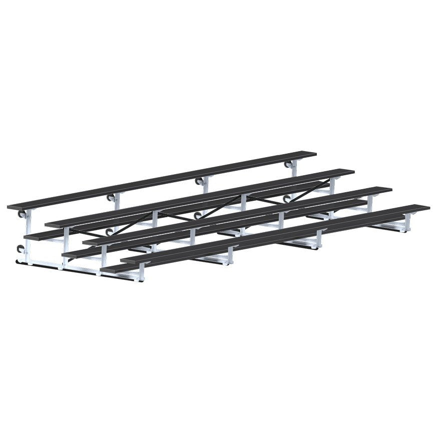Jaypro Sports Bleacher - 4 Row - Tip & Roll, Single Foot Plank, Powder Coated - 21' L (BLCH - 421TRGPC) - SchoolOutlet