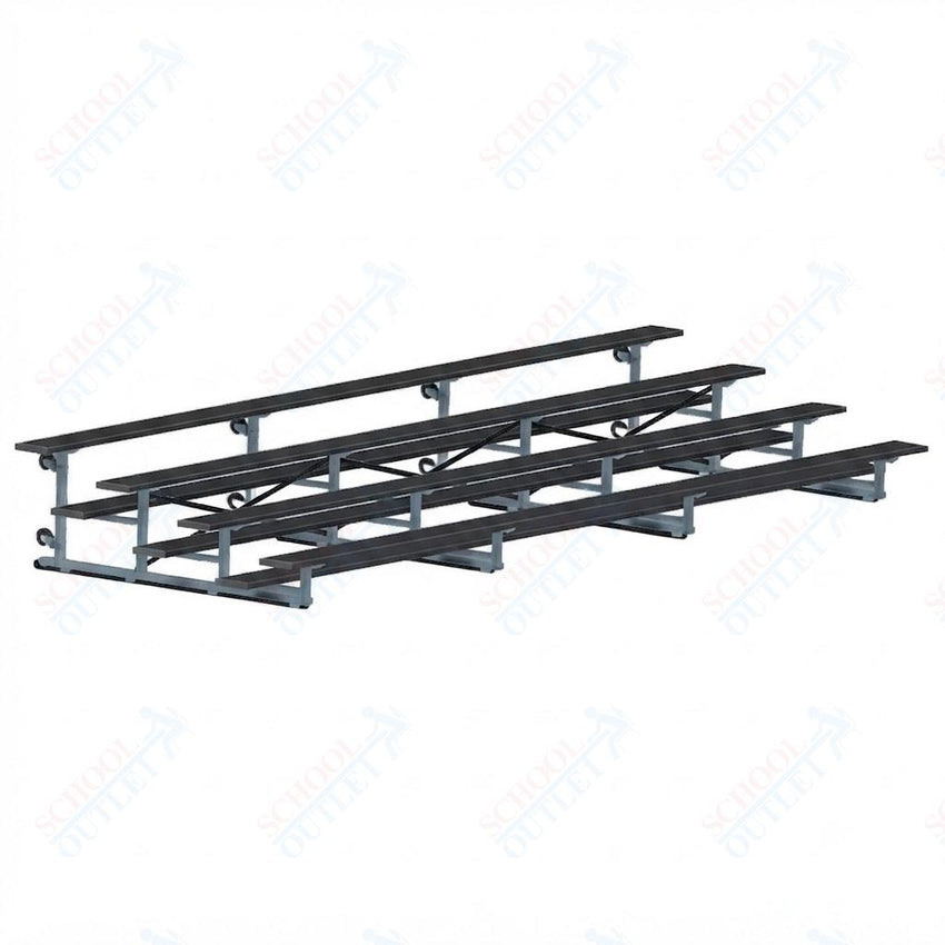 Jaypro Sports Bleacher - 4 Row - Tip & Roll, Single Foot Plank, Powder Coated - 21' L (BLCH-421TRGPC) - SchoolOutlet