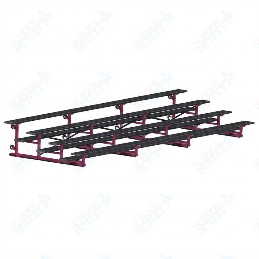 Jaypro Sports Bleacher - 4 Row - Tip & Roll, Single Foot Plank, Powder Coated - 21' L (BLCH-421TRGPC) - SchoolOutlet