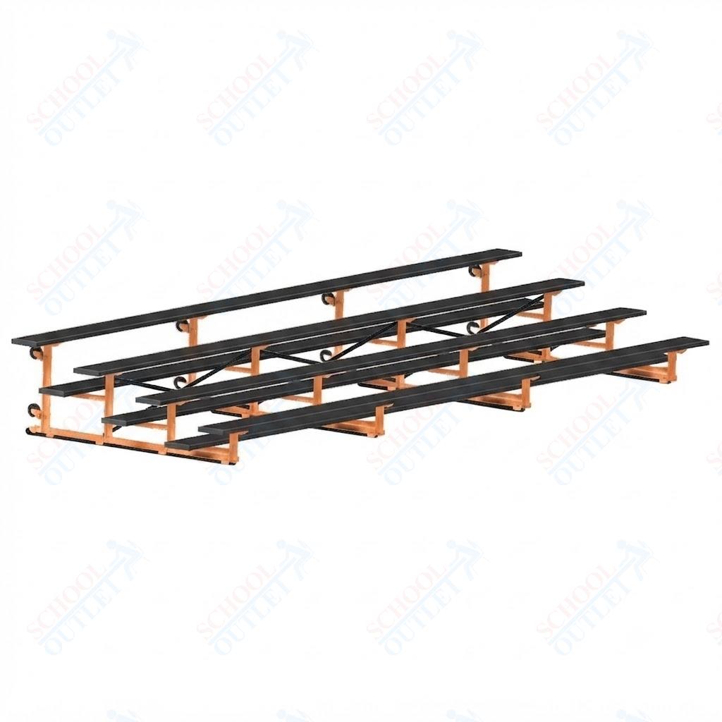 Jaypro Sports Bleacher - 4 Row - Tip & Roll, Single Foot Plank, Powder Coated - 21' L (BLCH-421TRGPC) - SchoolOutlet