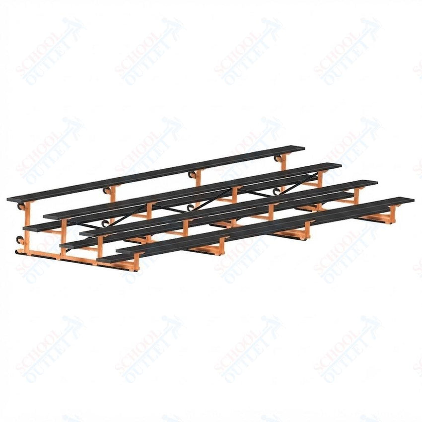Jaypro Sports Bleacher - 4 Row - Tip & Roll, Single Foot Plank, Powder Coated - 21' L (BLCH-421TRGPC) - SchoolOutlet