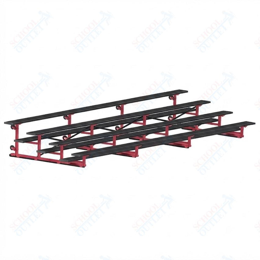 Jaypro Sports Bleacher - 4 Row - Tip & Roll, Single Foot Plank, Powder Coated - 21' L (BLCH-421TRGPC) - SchoolOutlet