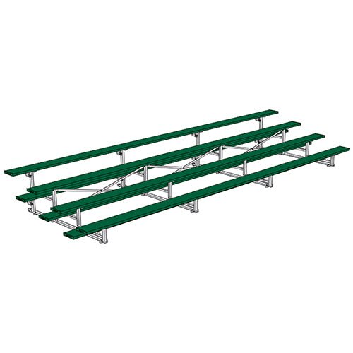 Jaypro Sports Bleacher - 4 Row - Tip & Roll, Single Foot Plank, Powder Coated - 21' L (BLCH - 421TRGPC) - SchoolOutlet