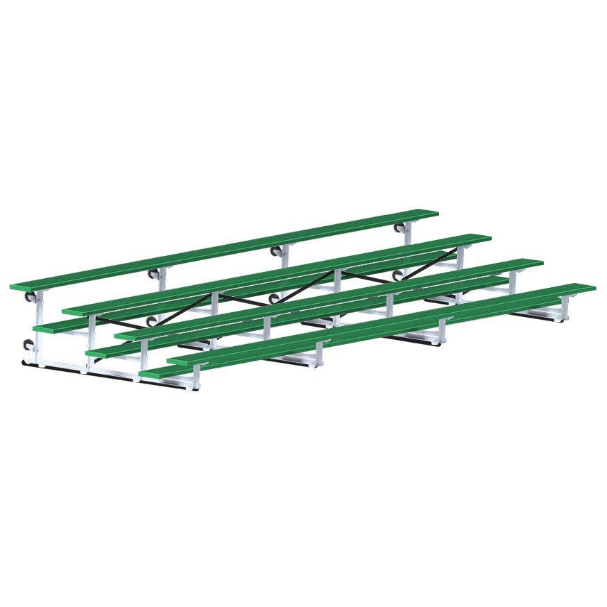 Jaypro Sports Bleacher - 4 Row - Tip & Roll, Single Foot Plank, Powder Coated - 21' L (BLCH - 421TRGPC) - SchoolOutlet