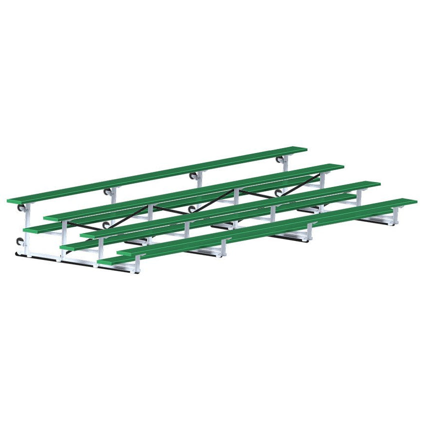 Jaypro Sports Bleacher - 4 Row - Tip & Roll, Single Foot Plank, Powder Coated - 21' L (BLCH - 421TRGPC) - SchoolOutlet