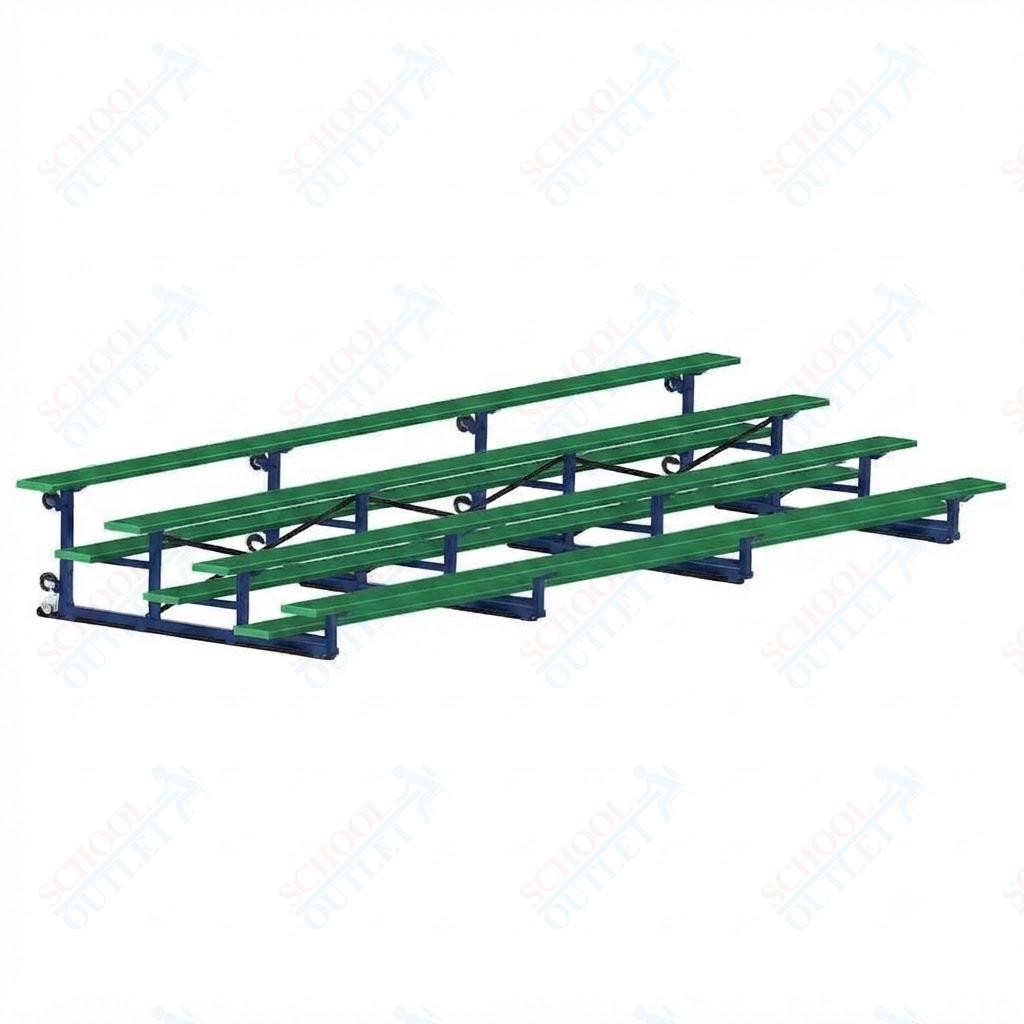 Jaypro Sports Bleacher - 4 Row - Tip & Roll, Single Foot Plank, Powder Coated - 21' L (BLCH-421TRGPC) - SchoolOutlet