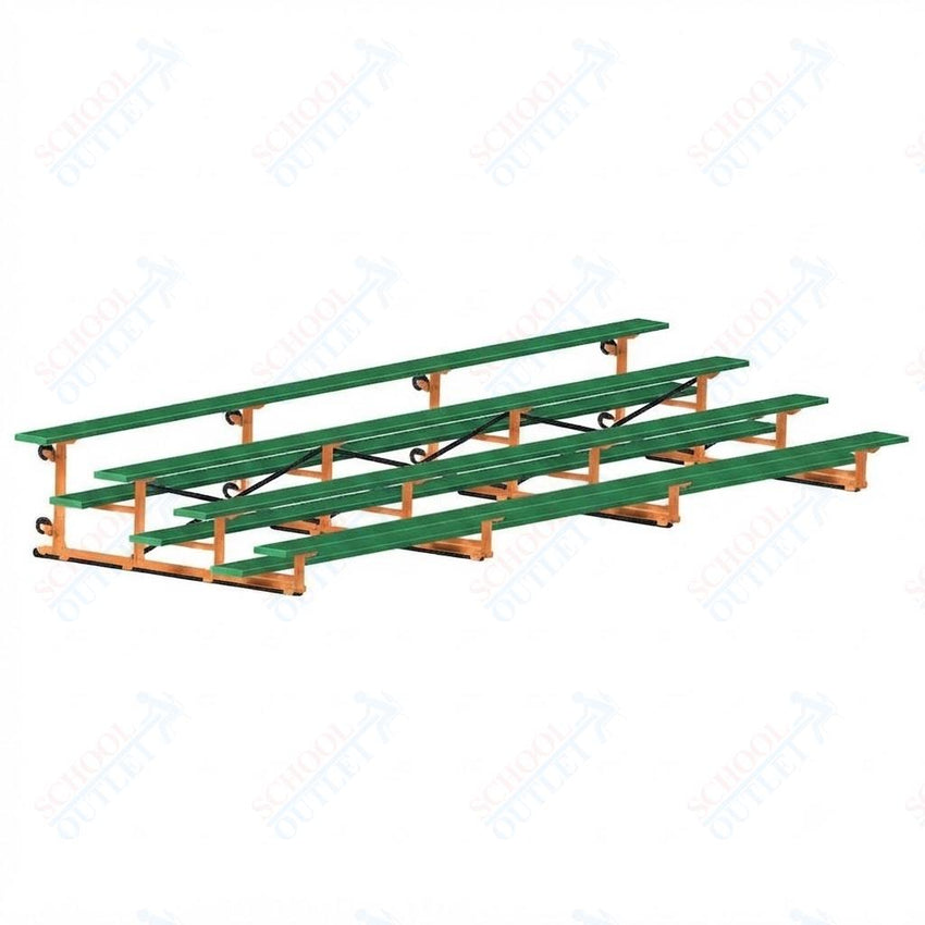 Jaypro Sports Bleacher - 4 Row - Tip & Roll, Single Foot Plank, Powder Coated - 21' L (BLCH-421TRGPC) - SchoolOutlet