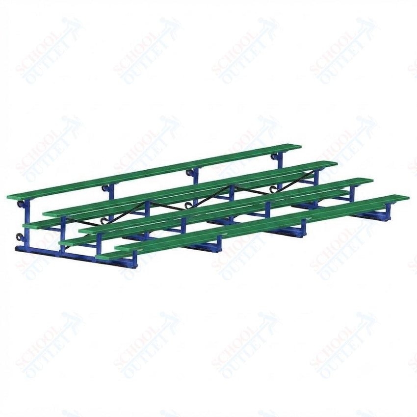 Jaypro Sports Bleacher - 4 Row - Tip & Roll, Single Foot Plank, Powder Coated - 21' L (BLCH-421TRGPC) - SchoolOutlet