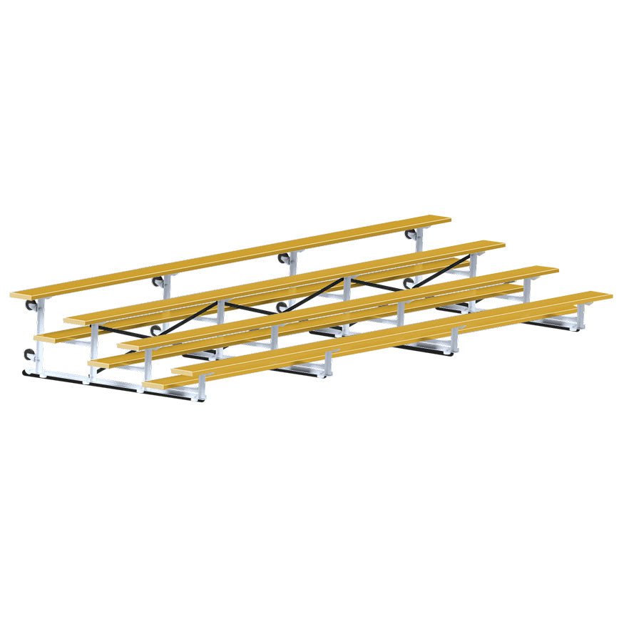 Jaypro Sports Bleacher - 4 Row - Tip & Roll, Single Foot Plank, Powder Coated - 21' L (BLCH - 421TRGPC) - SchoolOutlet
