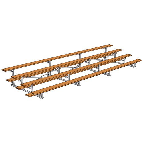 Jaypro Sports Bleacher - 4 Row - Tip & Roll, Single Foot Plank, Powder Coated - 21' L (BLCH - 421TRGPC) - SchoolOutlet