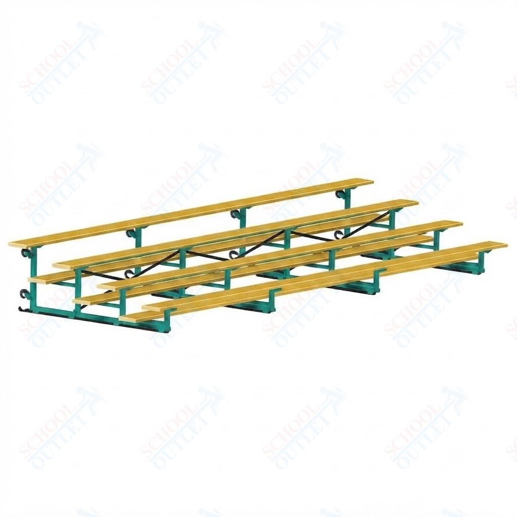 Jaypro Sports Bleacher - 4 Row - Tip & Roll, Single Foot Plank, Powder Coated - 21' L (BLCH-421TRGPC) - SchoolOutlet