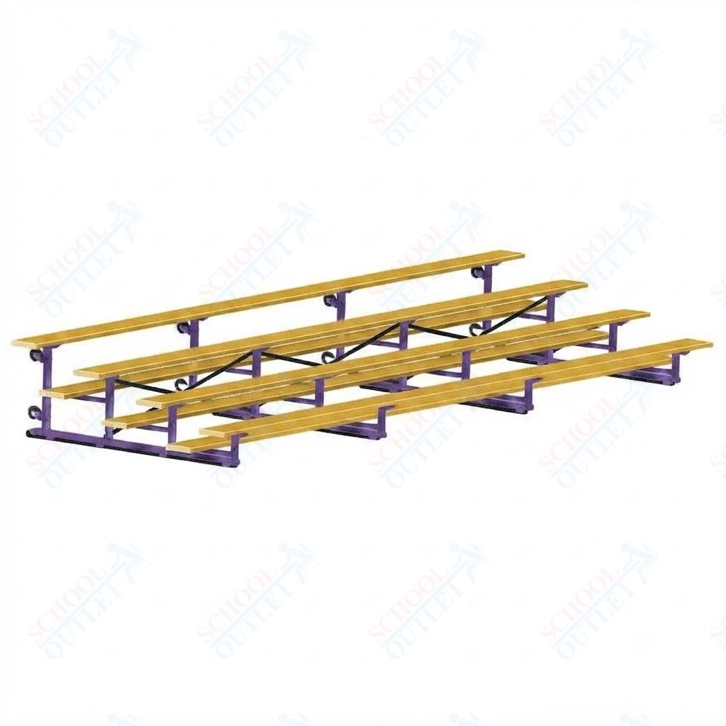 Jaypro Sports Bleacher - 4 Row - Tip & Roll, Single Foot Plank, Powder Coated - 21' L (BLCH-421TRGPC) - SchoolOutlet