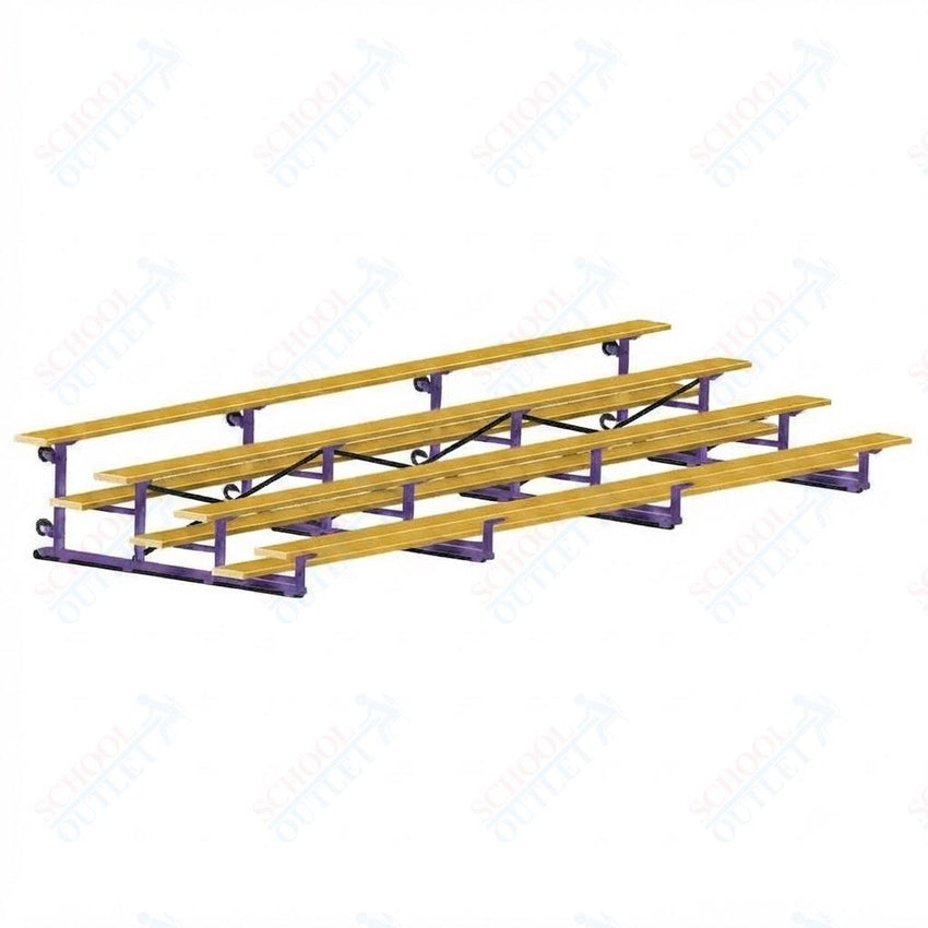 Jaypro Sports Bleacher - 4 Row - Tip & Roll, Single Foot Plank, Powder Coated - 21' L (BLCH-421TRGPC) - SchoolOutlet