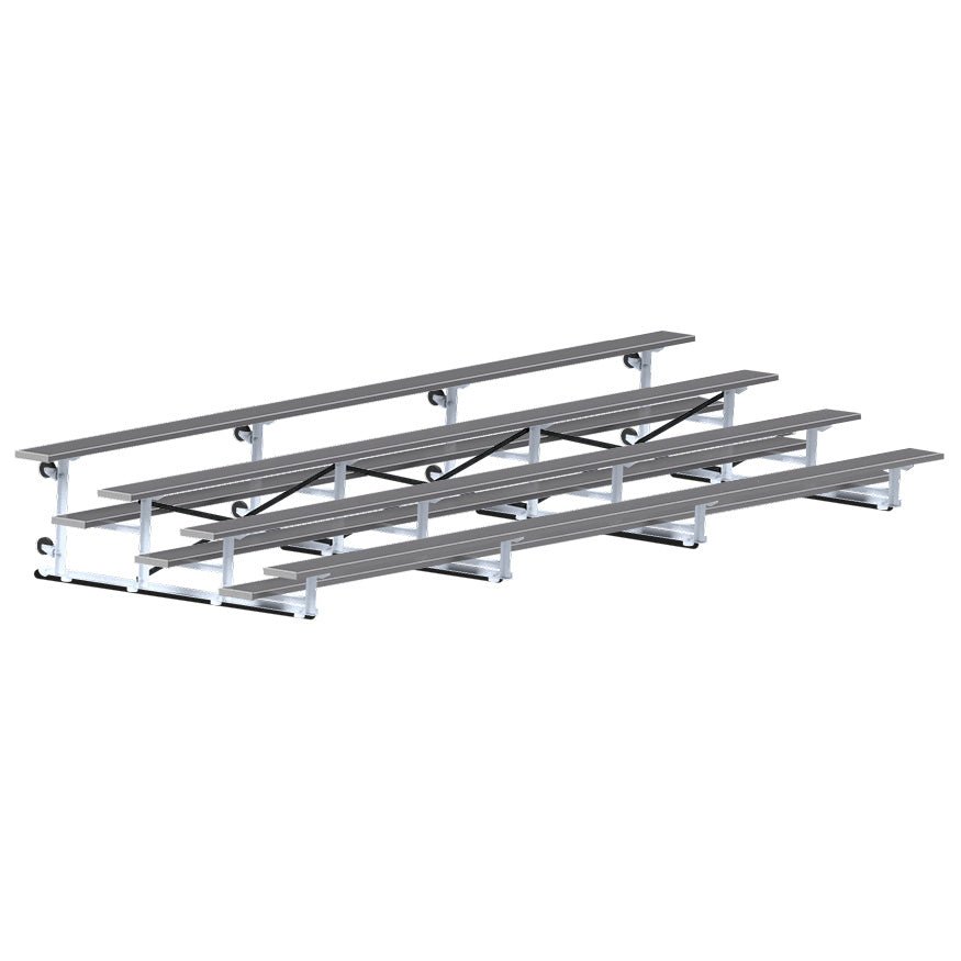 Jaypro Sports Bleacher - 4 Row - Tip & Roll, Single Foot Plank, Powder Coated - 21' L (BLCH - 421TRGPC) - SchoolOutlet
