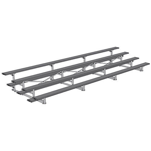 Jaypro Sports Bleacher - 4 Row - Tip & Roll, Single Foot Plank, Powder Coated - 21' L (BLCH - 421TRGPC) - SchoolOutlet