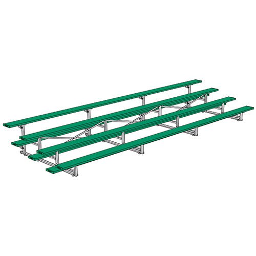 Jaypro Sports Bleacher - 4 Row - Tip & Roll, Single Foot Plank, Powder Coated - 21' L (BLCH - 421TRGPC) - SchoolOutlet