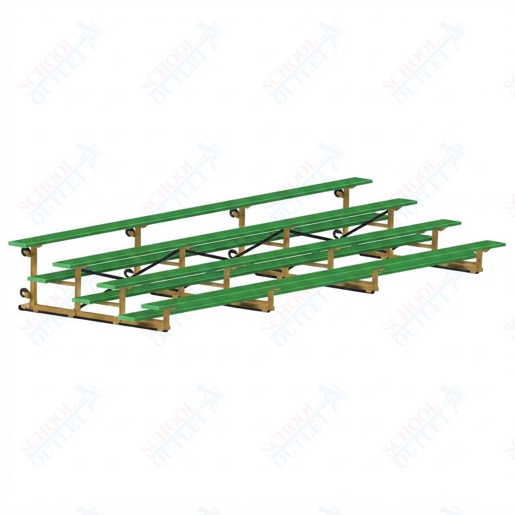 Jaypro Sports Bleacher - 4 Row - Tip & Roll, Single Foot Plank, Powder Coated - 21' L (BLCH-421TRGPC) - SchoolOutlet