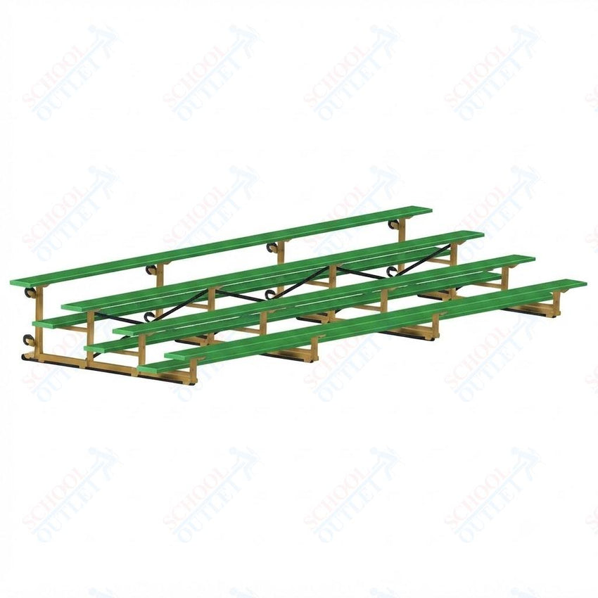 Jaypro Sports Bleacher - 4 Row - Tip & Roll, Single Foot Plank, Powder Coated - 21' L (BLCH-421TRGPC) - SchoolOutlet