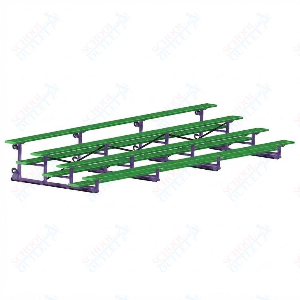 Jaypro Sports Bleacher - 4 Row - Tip & Roll, Single Foot Plank, Powder Coated - 21' L (BLCH-421TRGPC) - SchoolOutlet