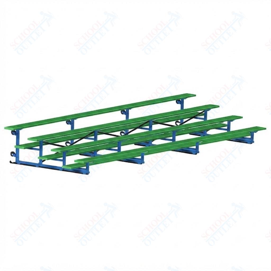 Jaypro Sports Bleacher - 4 Row - Tip & Roll, Single Foot Plank, Powder Coated - 21' L (BLCH-421TRGPC) - SchoolOutlet