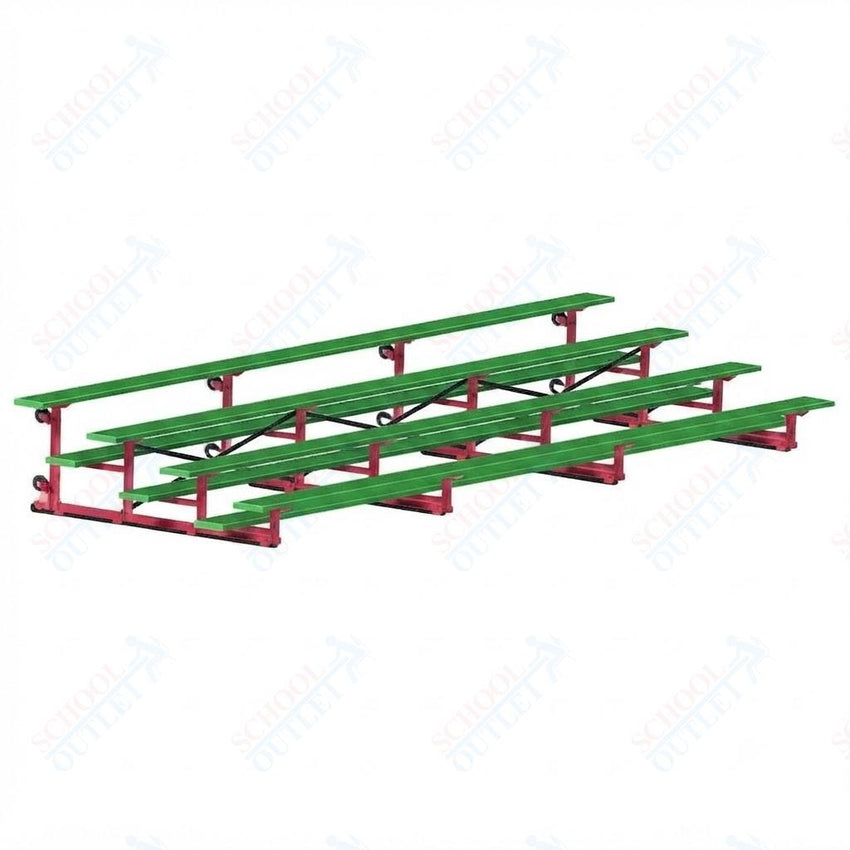 Jaypro Sports Bleacher - 4 Row - Tip & Roll, Single Foot Plank, Powder Coated - 21' L (BLCH-421TRGPC) - SchoolOutlet