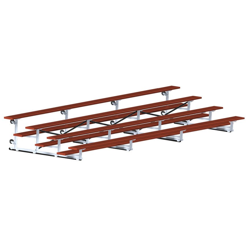 Jaypro Sports Bleacher - 4 Row - Tip & Roll, Single Foot Plank, Powder Coated - 21' L (BLCH - 421TRGPC) - SchoolOutlet