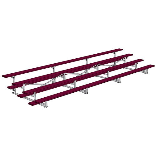 Jaypro Sports Bleacher - 4 Row - Tip & Roll, Single Foot Plank, Powder Coated - 21' L (BLCH - 421TRGPC) - SchoolOutlet