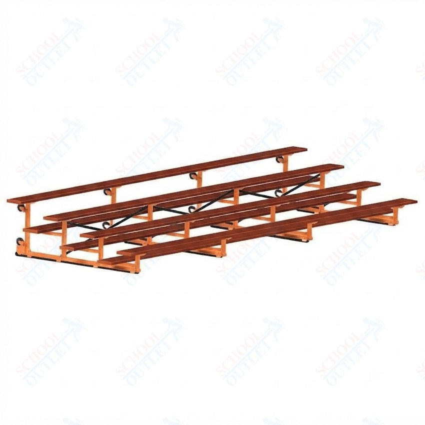 Jaypro Sports Bleacher - 4 Row - Tip & Roll, Single Foot Plank, Powder Coated - 21' L (BLCH-421TRGPC) - SchoolOutlet