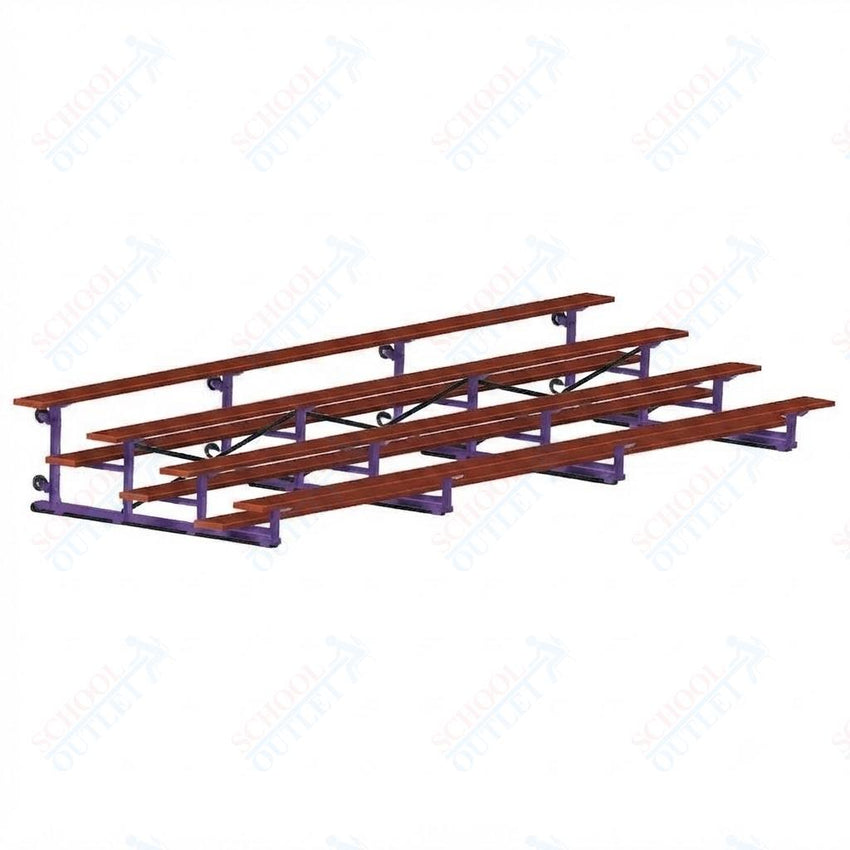 Jaypro Sports Bleacher - 4 Row - Tip & Roll, Single Foot Plank, Powder Coated - 21' L (BLCH-421TRGPC) - SchoolOutlet