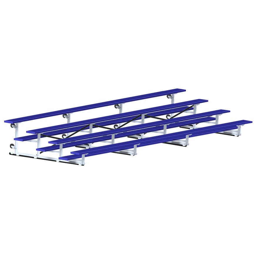 Jaypro Sports Bleacher - 4 Row - Tip & Roll, Single Foot Plank, Powder Coated - 21' L (BLCH - 421TRGPC) - SchoolOutlet