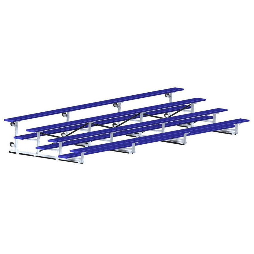Jaypro Sports Bleacher - 4 Row - Tip & Roll, Single Foot Plank, Powder Coated - 21' L (BLCH - 421TRGPC) - SchoolOutlet