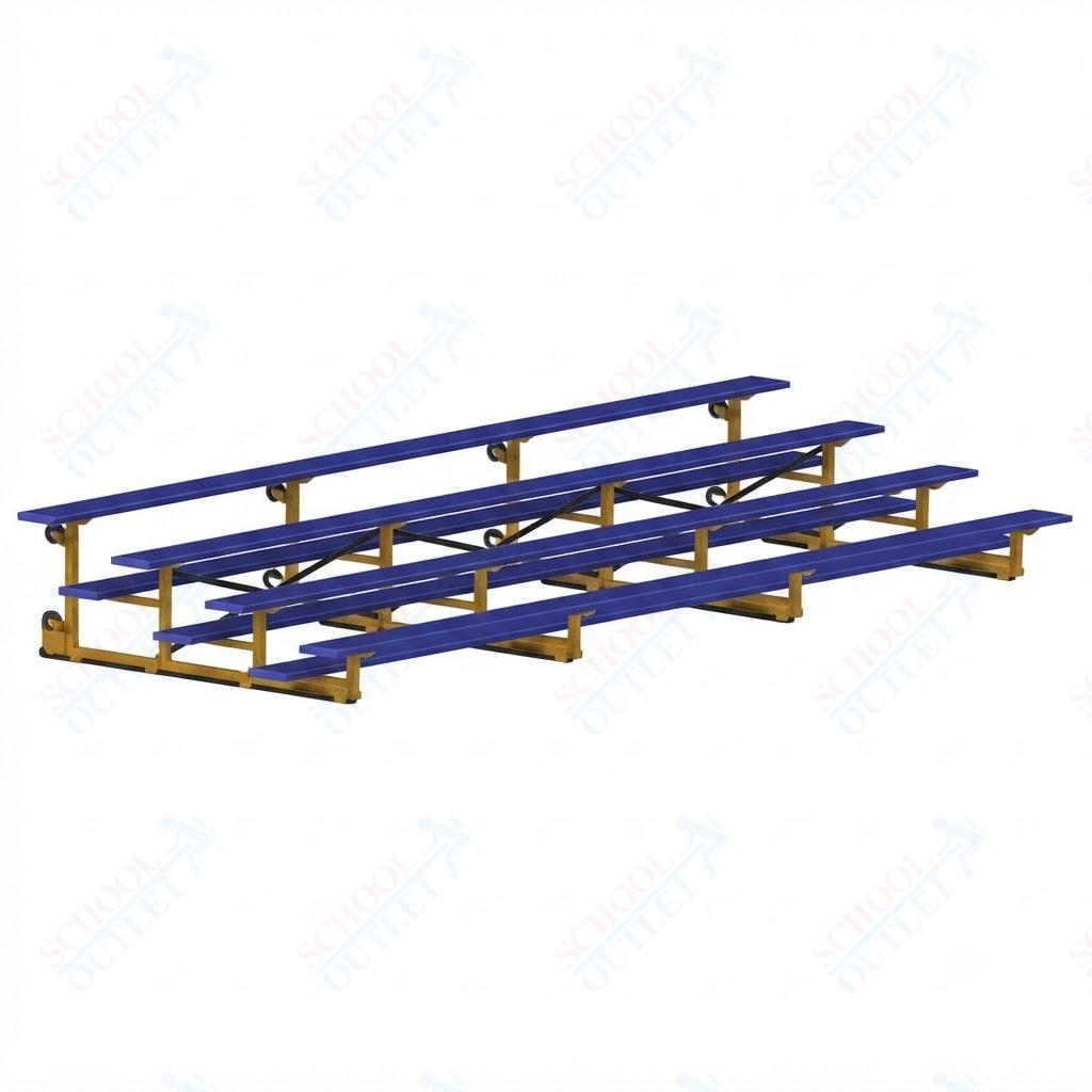 Jaypro Sports Bleacher - 4 Row - Tip & Roll, Single Foot Plank, Powder Coated - 21' L (BLCH-421TRGPC) - SchoolOutlet