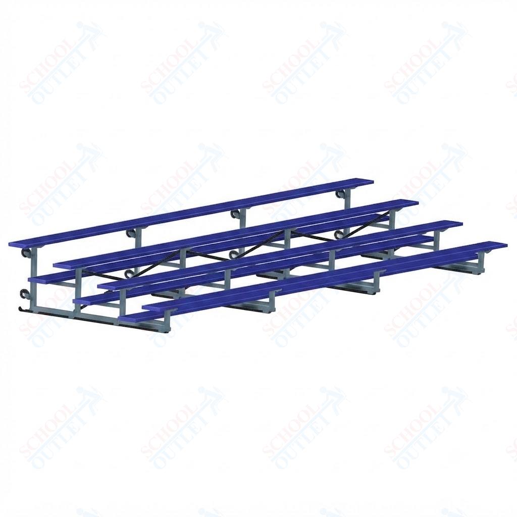 Jaypro Sports Bleacher - 4 Row - Tip & Roll, Single Foot Plank, Powder Coated - 21' L (BLCH-421TRGPC) - SchoolOutlet