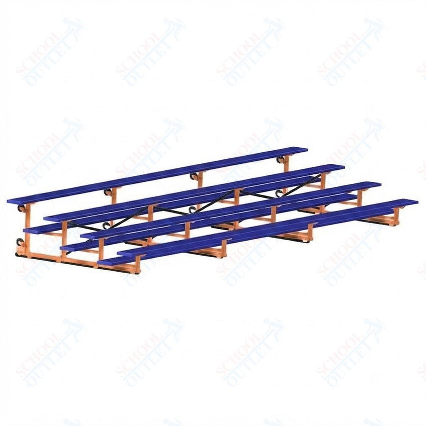 Jaypro Sports Bleacher - 4 Row - Tip & Roll, Single Foot Plank, Powder Coated - 21' L (BLCH-421TRGPC) - SchoolOutlet