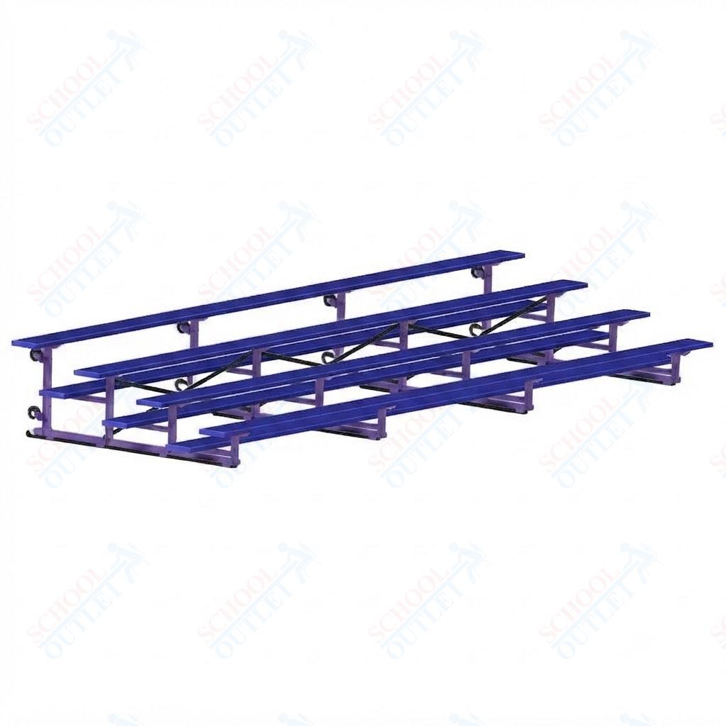 Jaypro Sports Bleacher - 4 Row - Tip & Roll, Single Foot Plank, Powder Coated - 21' L (BLCH-421TRGPC) - SchoolOutlet
