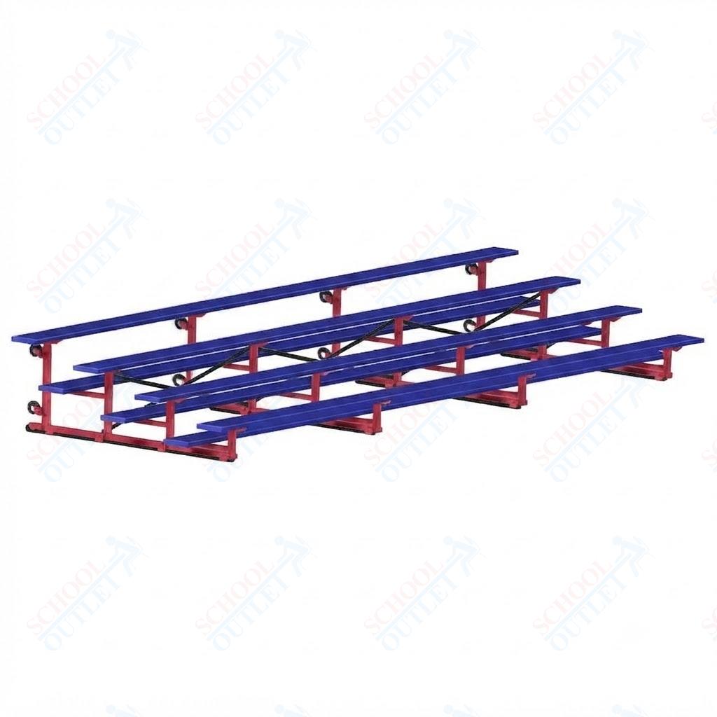 Jaypro Sports Bleacher - 4 Row - Tip & Roll, Single Foot Plank, Powder Coated - 21' L (BLCH-421TRGPC) - SchoolOutlet