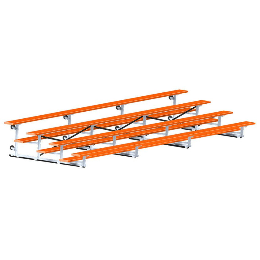 Jaypro Sports Bleacher - 4 Row - Tip & Roll, Single Foot Plank, Powder Coated - 21' L (BLCH - 421TRGPC) - SchoolOutlet