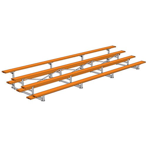 Jaypro Sports Bleacher - 4 Row - Tip & Roll, Single Foot Plank, Powder Coated - 21' L (BLCH - 421TRGPC) - SchoolOutlet