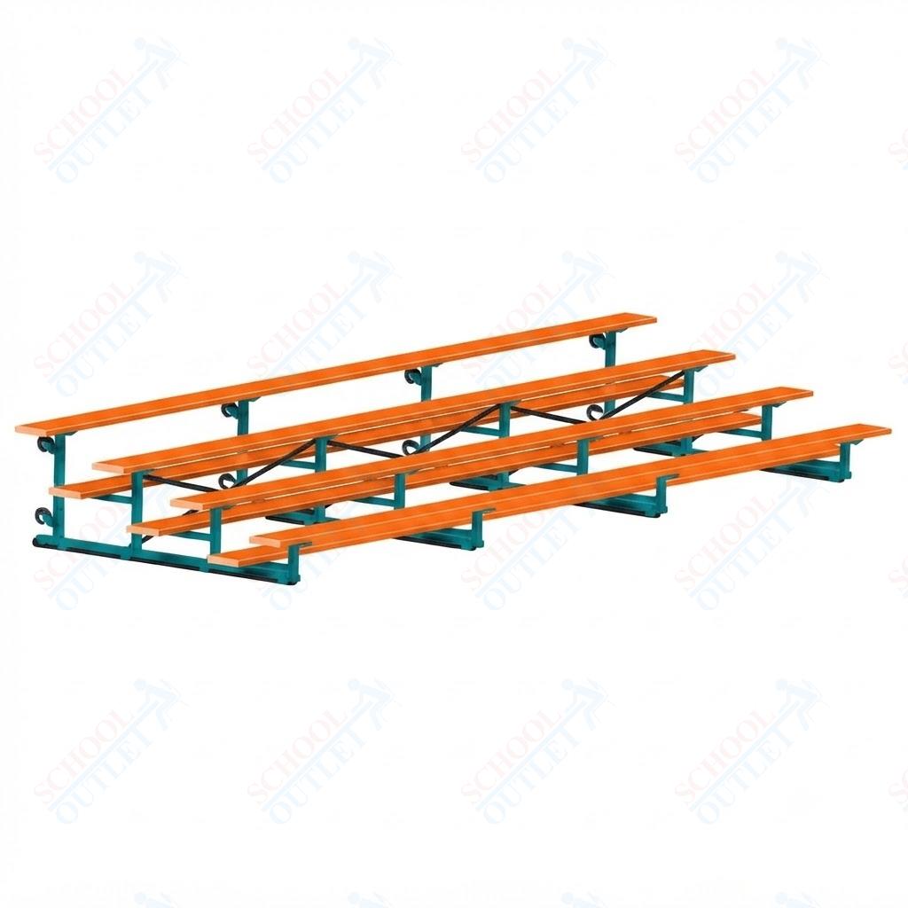 Jaypro Sports Bleacher - 4 Row - Tip & Roll, Single Foot Plank, Powder Coated - 21' L (BLCH-421TRGPC) - SchoolOutlet