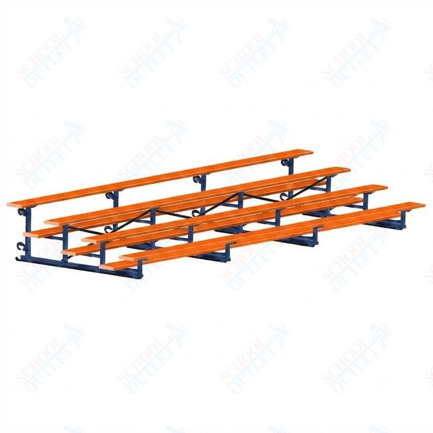 Jaypro Sports Bleacher - 4 Row - Tip & Roll, Single Foot Plank, Powder Coated - 21' L (BLCH-421TRGPC) - SchoolOutlet
