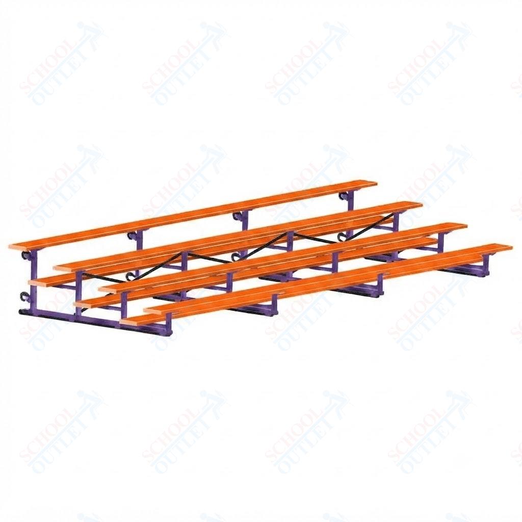 Jaypro Sports Bleacher - 4 Row - Tip & Roll, Single Foot Plank, Powder Coated - 21' L (BLCH-421TRGPC) - SchoolOutlet